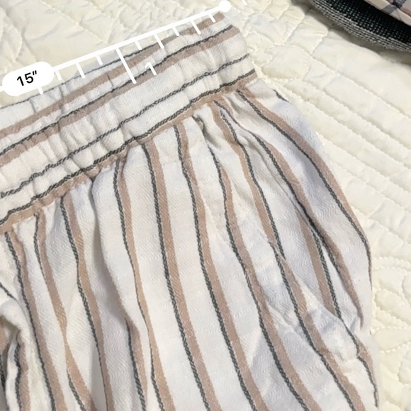 🌹OLD NAVY LINEN RAYON STRIPPED DRAWSTRING WAIST WIDE LEG PANTS - Picture 5 of 7